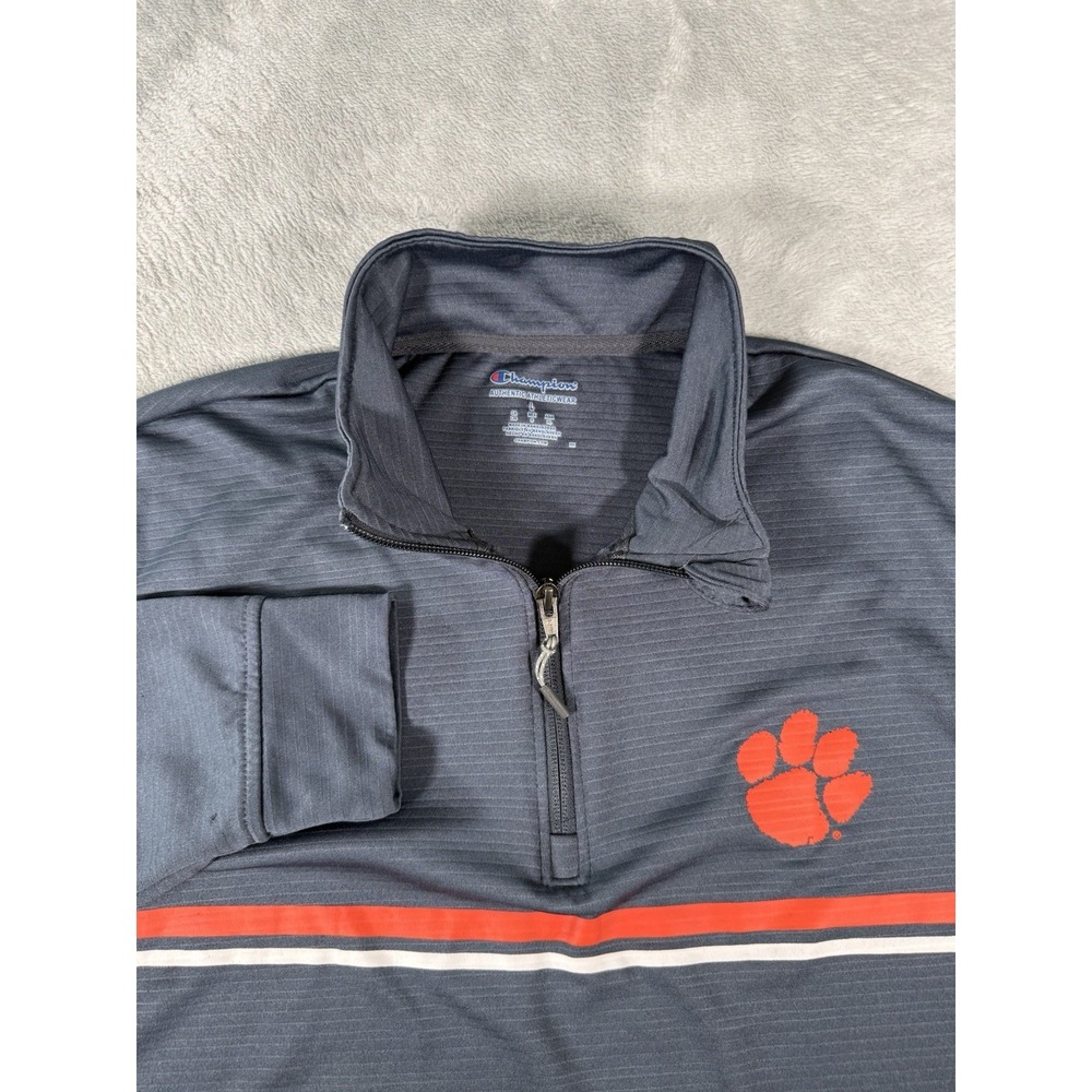Clemson Tigers Sweater Mens Large Champion 1/4 Zip Pullover NCAA Paw Logo